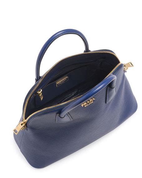 prada saffiano cuir dome satchel|Prada Saffiano Cuir Large Dome Satchel Bag, Blue (Bluette).